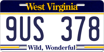 WV license plate 9US378