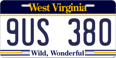 WV license plate 9US380