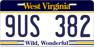 WV license plate 9US382