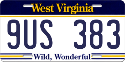WV license plate 9US383