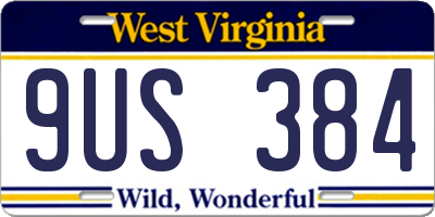 WV license plate 9US384