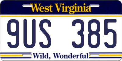 WV license plate 9US385