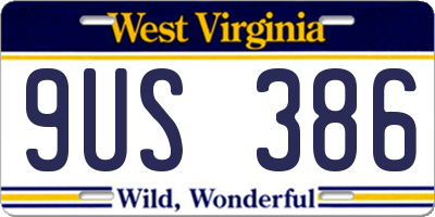 WV license plate 9US386