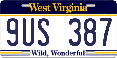 WV license plate 9US387