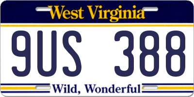 WV license plate 9US388