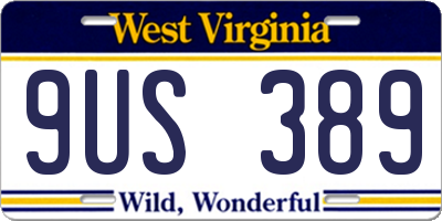 WV license plate 9US389