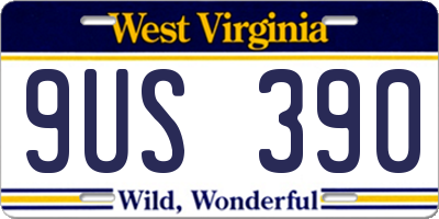 WV license plate 9US390