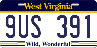 WV license plate 9US391