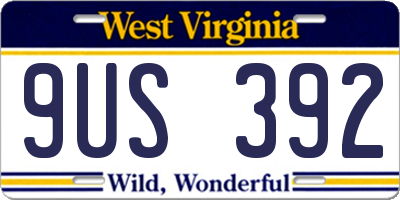 WV license plate 9US392