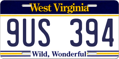WV license plate 9US394
