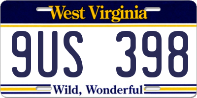 WV license plate 9US398