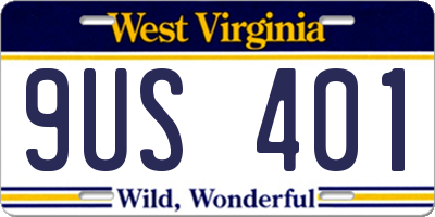 WV license plate 9US401