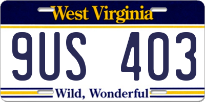 WV license plate 9US403