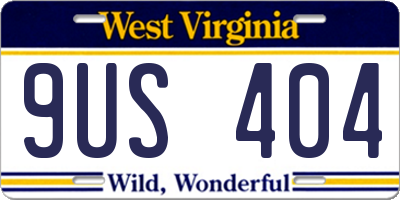 WV license plate 9US404