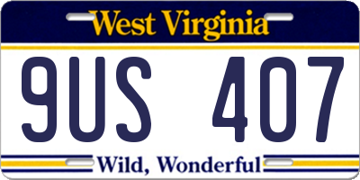 WV license plate 9US407
