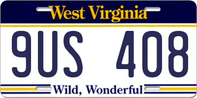 WV license plate 9US408