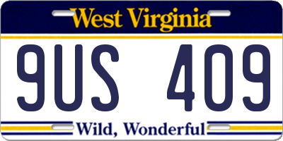 WV license plate 9US409