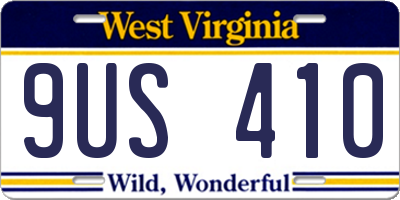 WV license plate 9US410