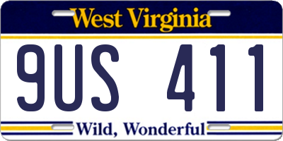 WV license plate 9US411