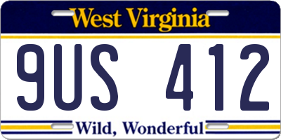 WV license plate 9US412