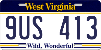 WV license plate 9US413
