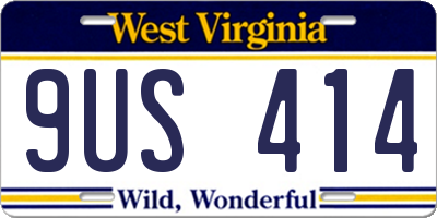 WV license plate 9US414