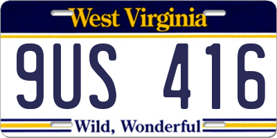 WV license plate 9US416