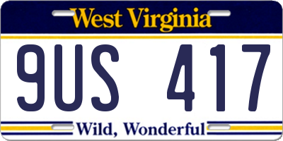 WV license plate 9US417