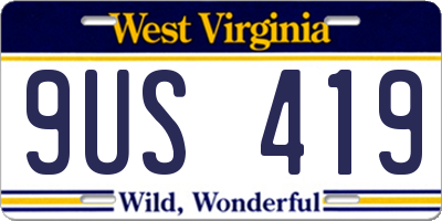 WV license plate 9US419