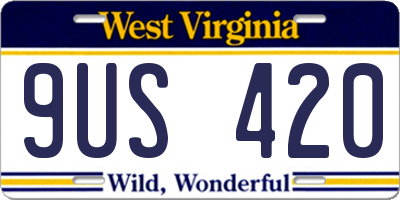 WV license plate 9US420