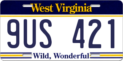 WV license plate 9US421
