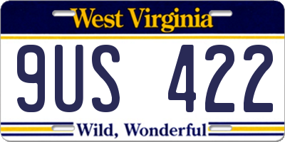 WV license plate 9US422