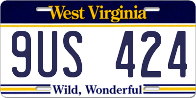 WV license plate 9US424