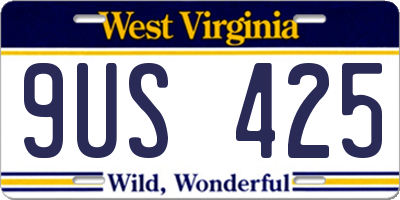 WV license plate 9US425