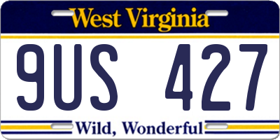 WV license plate 9US427