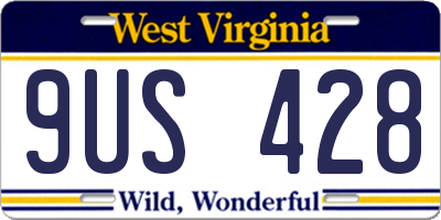 WV license plate 9US428