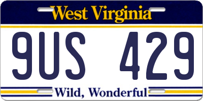 WV license plate 9US429
