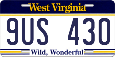WV license plate 9US430