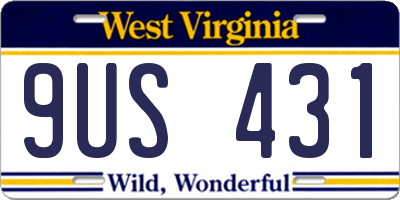 WV license plate 9US431