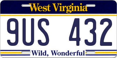 WV license plate 9US432