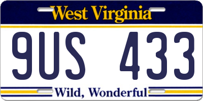 WV license plate 9US433