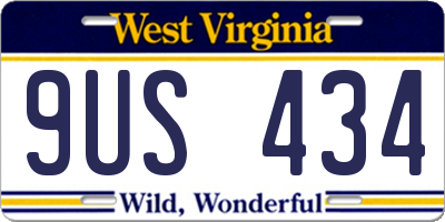 WV license plate 9US434