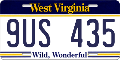 WV license plate 9US435