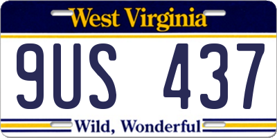 WV license plate 9US437