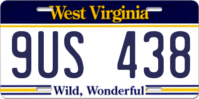 WV license plate 9US438