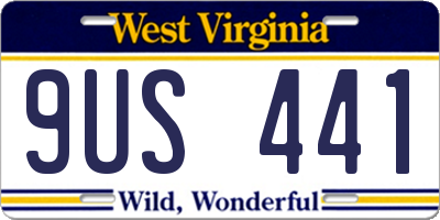 WV license plate 9US441