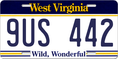 WV license plate 9US442