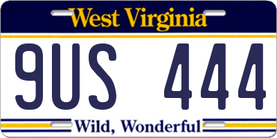 WV license plate 9US444