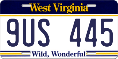 WV license plate 9US445