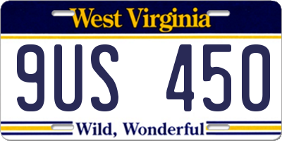 WV license plate 9US450